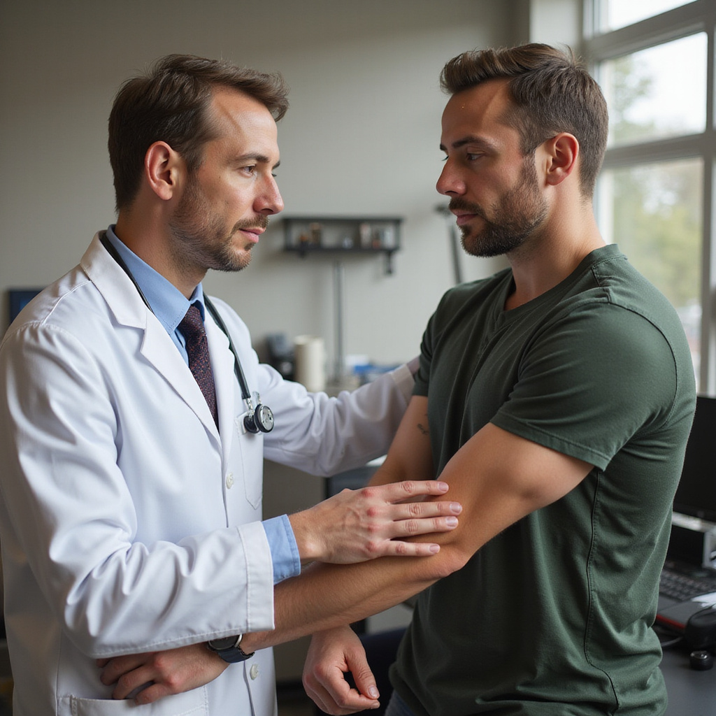 ALT TEXT: Doctor gently manipulating an athlete’s injured shoulder to assess the injury impingement shoulder rotator cuff assessment of throwing shoulder glenohumeral range of motion rotator cuff biceps infraspinatus pain impingement syndrome impingement glenohumeral rotator cuff rotator cuff physical examination scapula shoulder shoulder physical examination pain internal rotation assessment of throwing shoulder shoulder shoulder shoulder impingement syndrome biceps tendinitis shoulder assessment of throwing shoulder shoulder shoulder glenohumeral shoulder shoulder glenohumeral shoulder shoulder biceps shoulder teres minor palpation rotator cuff injuries shoulder instability assessment of throwing shoulder scapula pain shoulder inspection shoulder injuries shoulder injuries rotator cuff acromioclavicular joint biceps assessment of throwing shoulder shoulder shoulder dislocation shoulder assessment of throwing shoulder shoulder shoulder shoulder pain impingement shoulder physical examination internal rotation assessment of throwing shoulder rotator cuff pain impingement instability scapula shoulder slap lesions shoulder pain rotator cuff assessment of throwing shoulder shoulder pain biceps tendinopathy instability shoulder injuries shoulder glenohumeral rotator cuff subscapularis impingement assessment of throwing shoulder impingement pain impingement biceps tendinopathy slap lesions