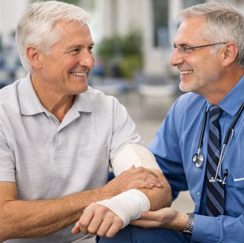 Patient talking to his doctor after a wrist arthroscopy surgery.arthroscopic wrist arthroscopic procedures for the wrist radiocarpal joint arthroscopic wrist arthroscopic wrist arthroscopic procedures for the wrist arthroscopic procedures for the wrist arthroscopic wrist procedure distal radioulnar joint arthroscopic wrist procedure radiocarpal joint arthroscopic procedures for the wrist arthroscopic procedures for the wrist arthroscopic procedures for the wrist