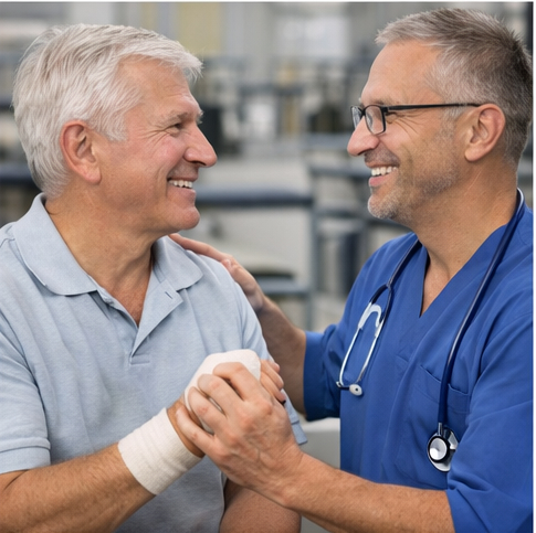 A patient talking to his doctor after a Wrist Ligament Repair.scapholunate ligament scapholunate ligament injuries hand surgery scapholunate ligament surgery ligaments ligaments arthroscopic repair scapholunate ligament injuries ligament surgery on wrist scapholunate instability ligaments ligaments torn ligament