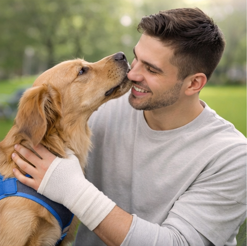 Man playing with his dog after a Wrist Ligament Repair.torn ligament surgery ligaments ligaments debridement surgery orthopaedic surgeon orthopaedic surgeon orthopaedic surgeon ligaments wrist arthroscopy scapholunate ligament scapholunate ligament injury ligaments