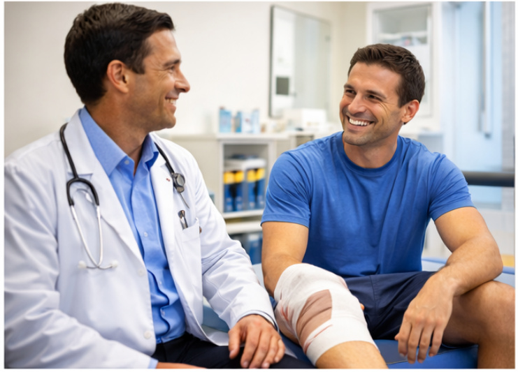 Man having a consultation with his doctor after an MCL reconstruction. surgical technique surgical technique physiotherapy medial collateral ligament knee mcl reconstruction mcl reconstruction mcl surgery medial collateral ligament mcl surgery medial collateral ligament sutures medial collateral ligament arthroscopy surgical technique medial collateral ligament arthroscopy sutures medial collateral ligament knee mcl reconstruction physiotherapy anchor medial collateral ligament suture arthroscopy physiotherapy surgical technique anchor arthroscopy suture