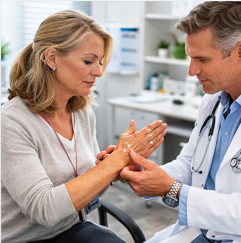 Doctor checking a patient post op Ganglion Cyst Excision general anaesthesia ganglion cysts cysts hand surgery ganglion cysts cysts plastic surgery dorsal ganglion ganglion cysts surgical procedure