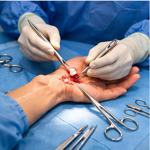 A doctor doing a Ganglion Cyst Excision surgery.ganglion cysts surgical procedures ganglion cysts ganglion cyst ganglion cyst cysts surgeon cysts ganglion cyst