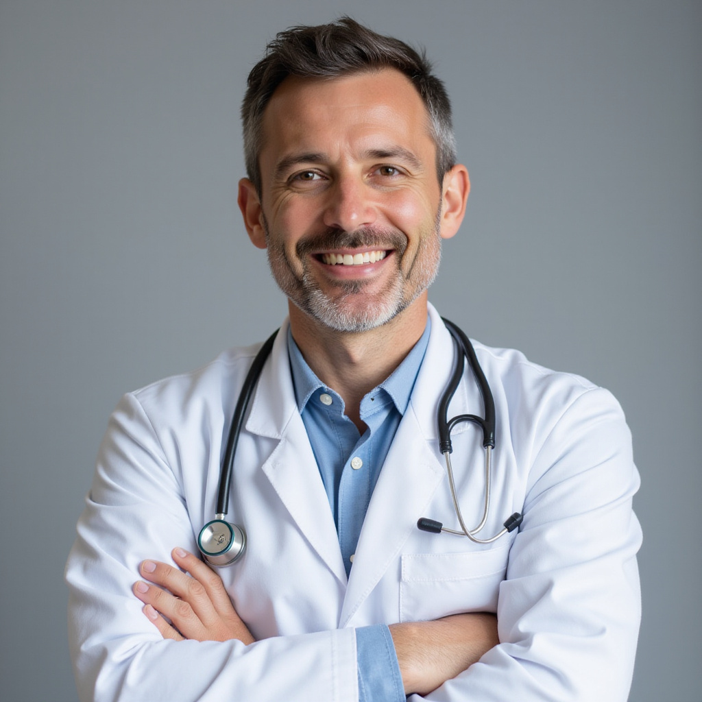 A smiling orthopedic surgeon in a white coat with a stethoscope, exuding confidence and warmth.orthopaedic spine surgeon foraminotomy disc herniation laminectomy lumbar disc herniation microdiscectomy microdiscectomy lumbar disc herniation spinal fusion foraminotomy laminectomy microdiscectomy herniated disc anterior cervical discectomy and fusion microdiscectomy surgery decompression foraminotomy decompression spinal fusion mri discectomy discectomy decompression discectomy herniated disc disc herniation laminectomy 